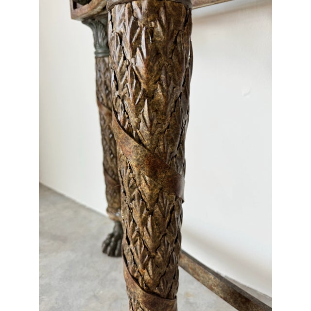 Vintage Maitland Smith Bronze and Metal Console Table With Stone-Top/ Sold For Sale - Image 10 of 12