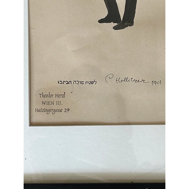 Art Nouveau 1901 Expressionist Portrait Painting of Theodor Herzl, Framed For Sale - Image 3 of 7