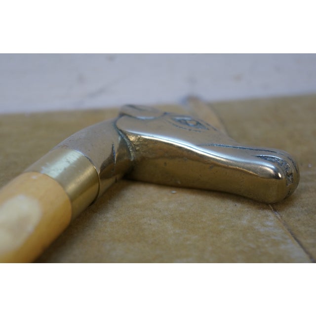Late 20th Century White Oak Brass Equestrian Horse Head Walking Stick Collapsible Travel Cane For Sale - Image 13 of 13