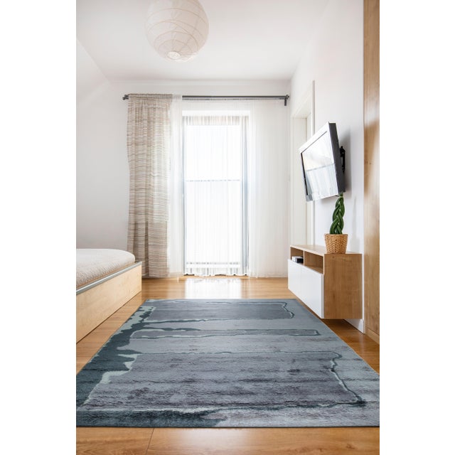 5x8 Maya Purple Abstract Modern Hand Knotted Wool Carpet Rug For Sale In New York - Image 6 of 6