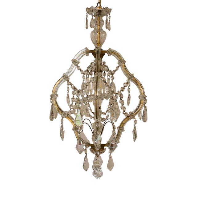 Vintage Maria Teresa Crystal Pendant Light, 1940s For Sale