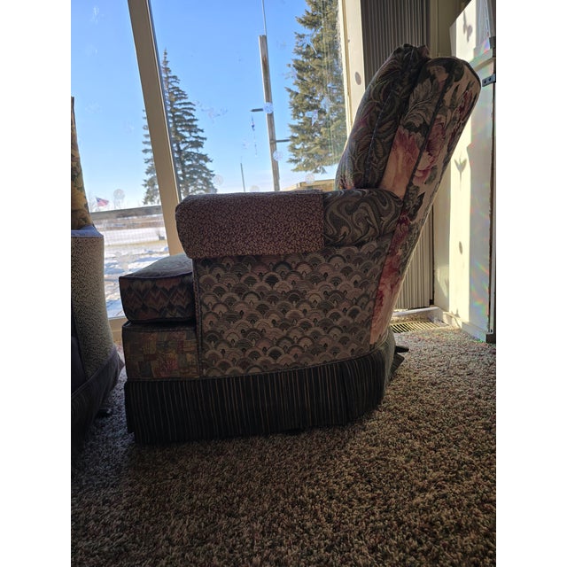 One-of-a-Kind Mid-Century Swivel Chairs | Custom Upholstered | Rocker + Swivel For Sale - Image 9 of 12