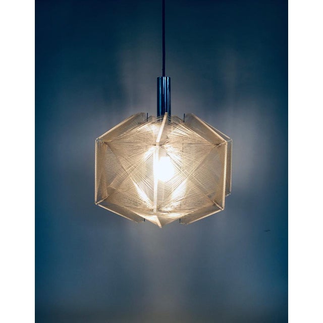 1970s Vintage Wire Pendant Lamp attributed to Paul Secon for Sompex, Germany, 1970s For Sale - Image 5 of 15