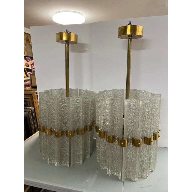Mid-Century Modern Pair of Large Crystal Orrefors Chandeliers by Carl Fagerlund For Sale - Image 3 of 15
