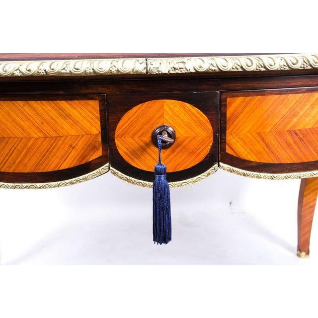 19th Century French Bureau Plat Parquetry Writing Table For Sale - Image 4 of 10