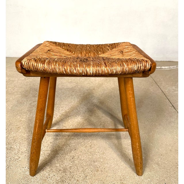 WKS Stool with Wickerwork Seat by Arno Lambrecht for Wk Möbel, Germany, 1950s For Sale - Image 9 of 9