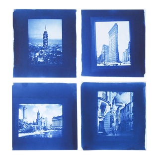 Vintage Eric Weller Cityscape Blue Photographs - Set of 4 For Sale