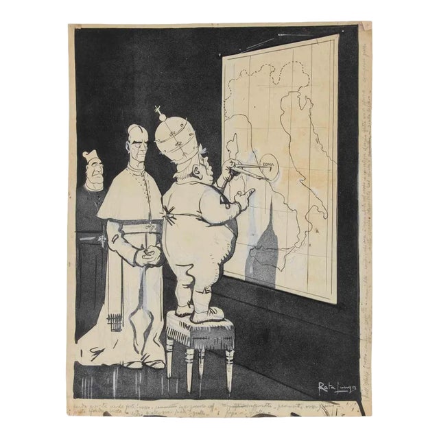 Gabriele Galantara, Rome, Mixed Media Drawing, 1908 For Sale