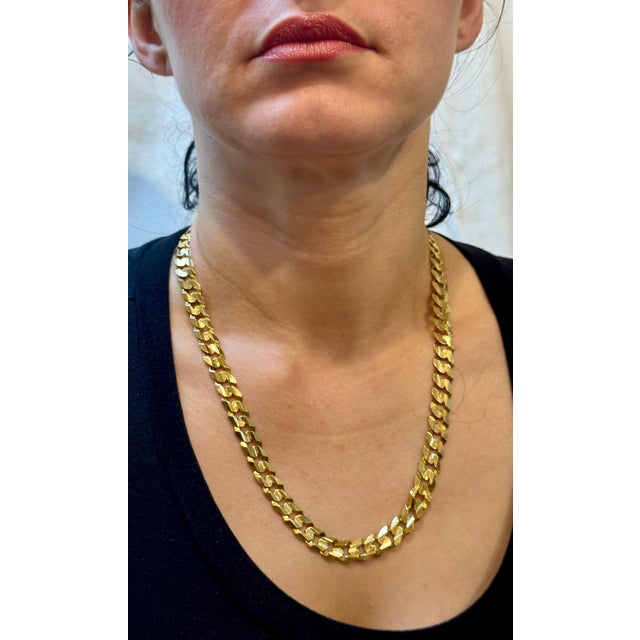 Vintage 14 Karat Yellow Gold 60 Gm Miami Cuban Link Italian Chain Unisex, 22" For Sale - Image 14 of 18