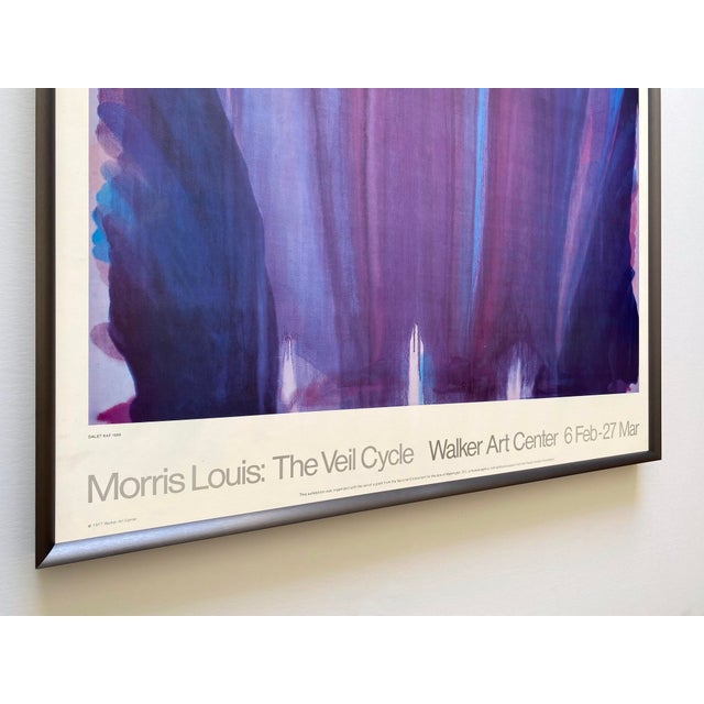 Morris Louis Vintage 1977 Lithograph Print Mid Century Modernist Framed Abstract Expressionist Exhibition Poster " Dalet Kaf " 1959 For Sale In Kansas City - Image 6 of 12