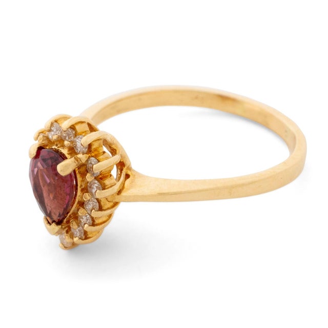 Rubellite and Diamond 14k Yellow Gold Cocktail Ring For Sale In New York - Image 6 of 9
