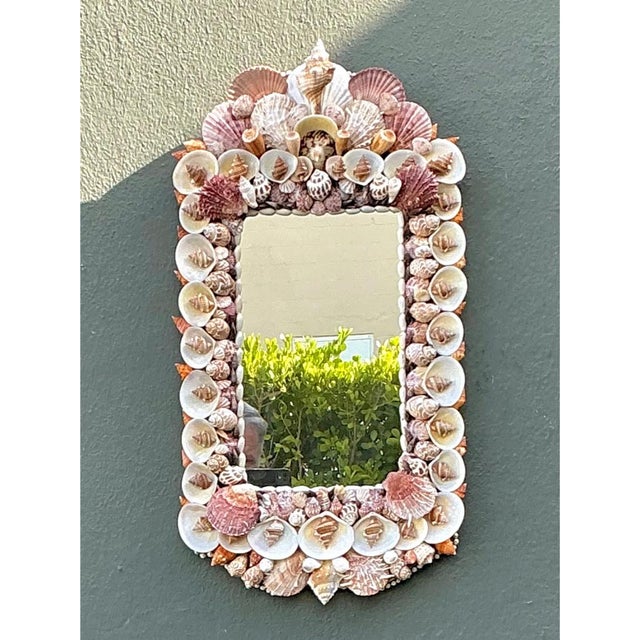 Ivory Vintage Shell Encrusted Mirror For Sale - Image 8 of 12