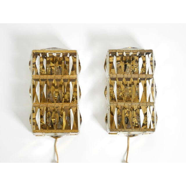 1960s Vintage Brass Wall Lamps with Crystal Shades by Bakalowits & Söhne, 1960s, Set of 2 For Sale - Image 5 of 18