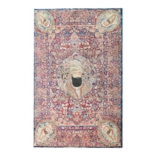 Late 19th Century Persian Lavar Pictorial Karim Khan Zand Rug For Sale