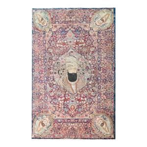 Late 19th Century Persian Lavar Pictorial Karim Khan Zand Rug