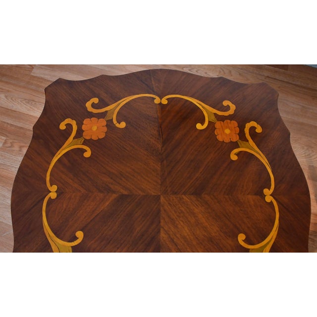 1930s 1930s French Walnut & Satinwood Inlay Pair of Side Tables / End Tables For Sale - Image 5 of 11
