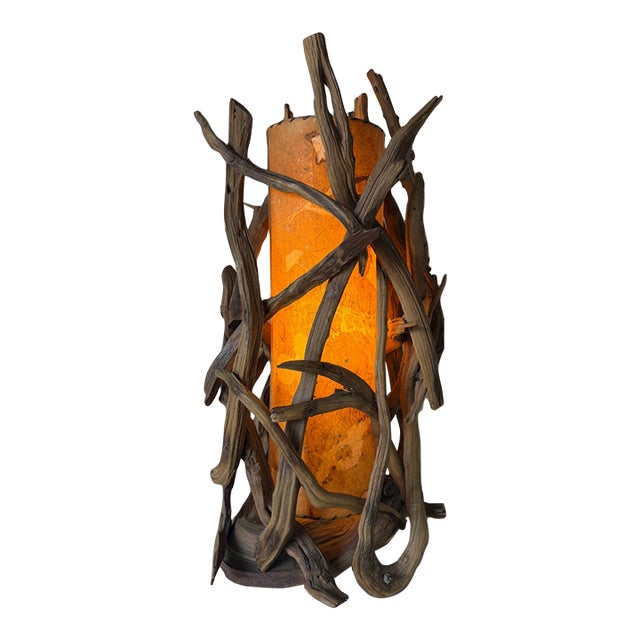 1960s Monumental Organic Sculptural Driftwood Table Lamp For Sale