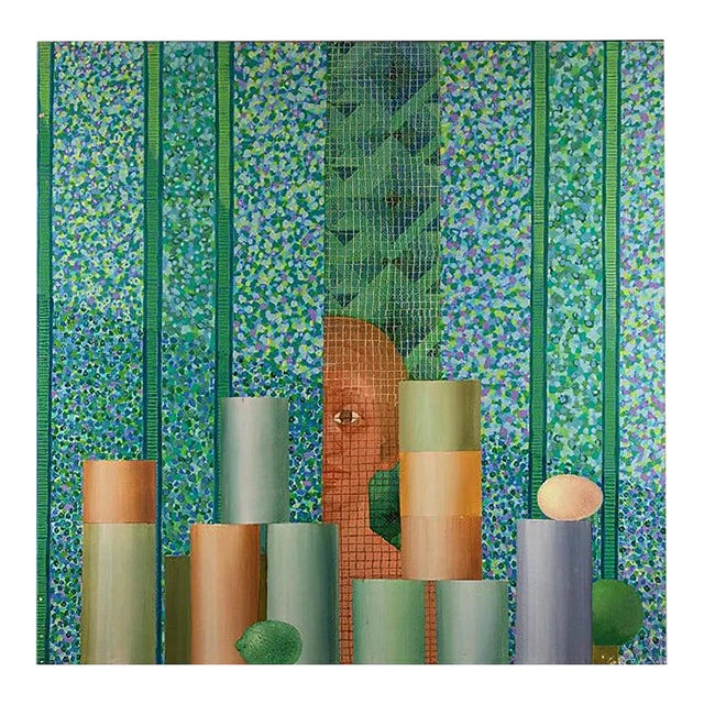 Leo Guida, Street Market, Original Oil Painting on Canvas, 1983 For Sale