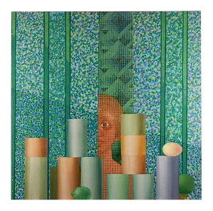Leo Guida, Street Market, Original Oil Painting on Canvas, 1983