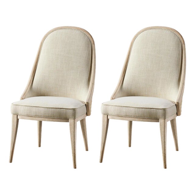 Modern Coastal Upholstered Dining Chairs - Set of 2 For Sale