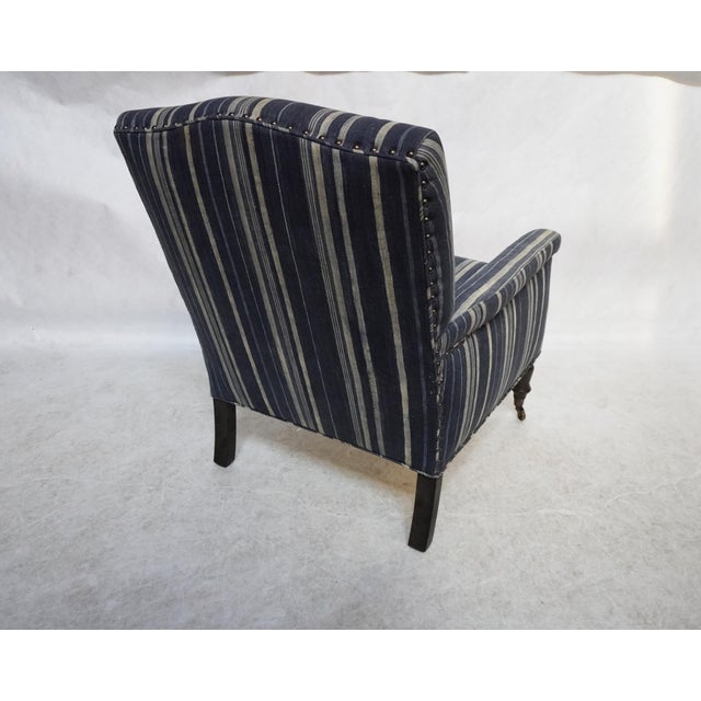 Blue Indigo Stripped Upholstered Gallant Armchair by Cisco Home For Sale - Image 8 of 16