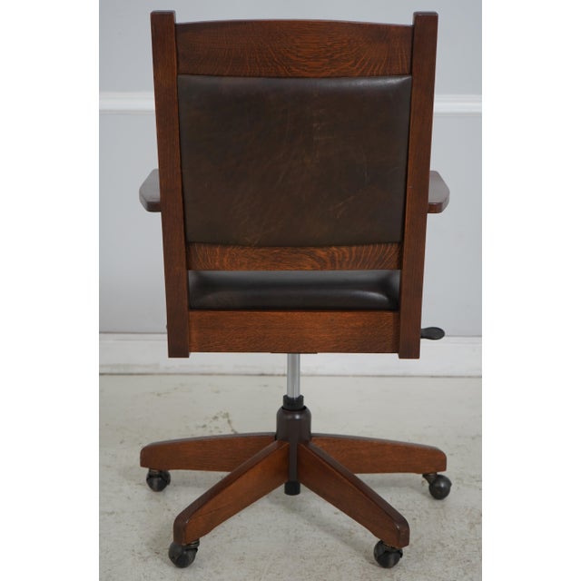 Stickley Stickley Mission Oak Leather Desk Chair For Sale - Image 4 of 18