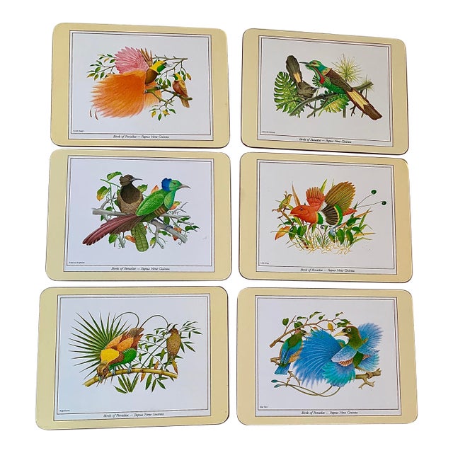Set of Six Exotic Bird Print Placemats For Sale