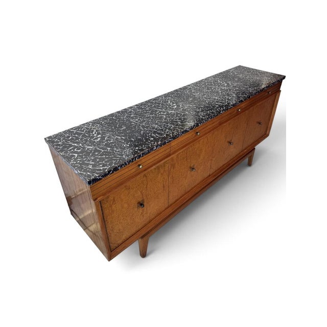 Wood Sideboard with Concertina Doors in Burr Elm, Beech and Teak by Harris Lebus, 1950 For Sale - Image 7 of 11
