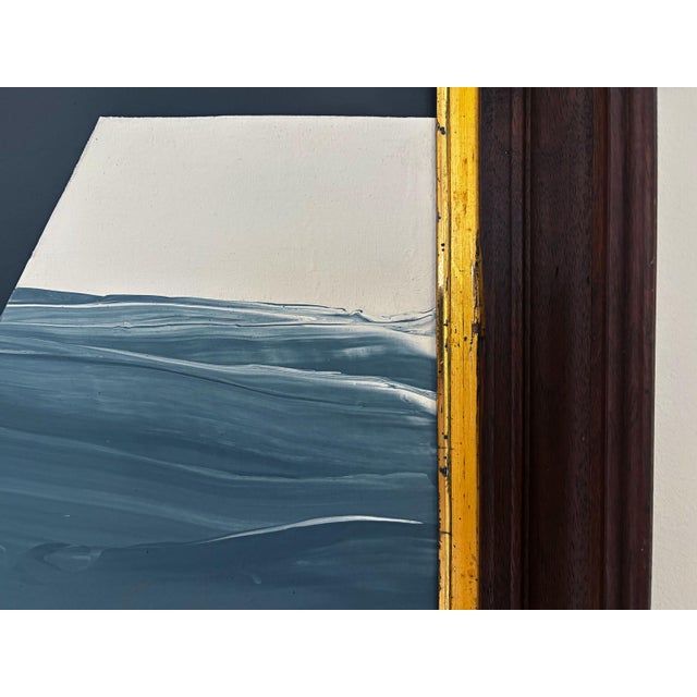 Abstract Visualization" Abstract Art in Antique Frame, Seascape Painting Transitional Wall Art by JTS For Sale - Image 3 of 10
