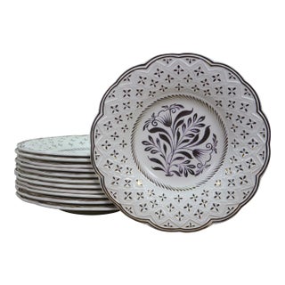 Vintage Wedgwood Etruria & Barlaston Scalloped Floral Dinner Serving Plates 9" - Set of 12 For Sale