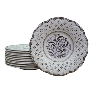 Vintage Wedgwood Etruria & Barlaston Scalloped Floral Dinner Serving Plates 9" - Set of 12