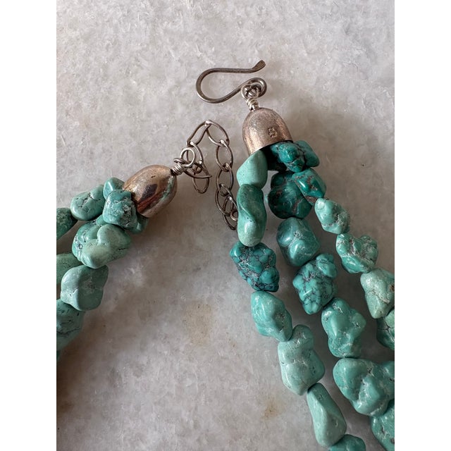 1970s Vintage Jay King Chunky Multi Strand, Turquoise Necklace For Sale - Image 5 of 5