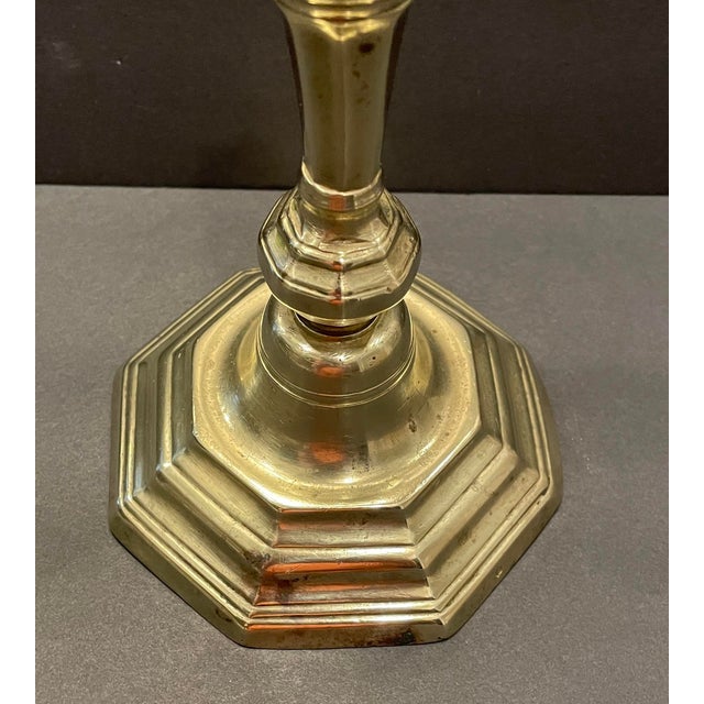 French 18th Century Louis XIV Brass Candlestick For Sale - Image 3 of 5