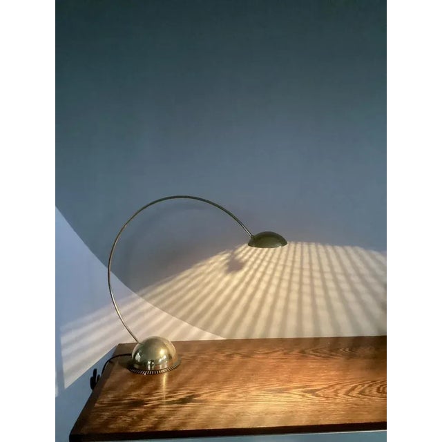 Metal Dutch Arc Table Lamp in Brass from Vlieland, 1970s For Sale - Image 7 of 8