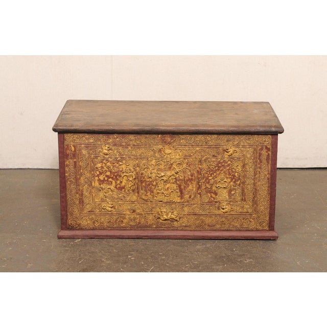 Ornate Burmese Chest W/Orig. Finish From the Early 20th C. For Sale - Image 9 of 12