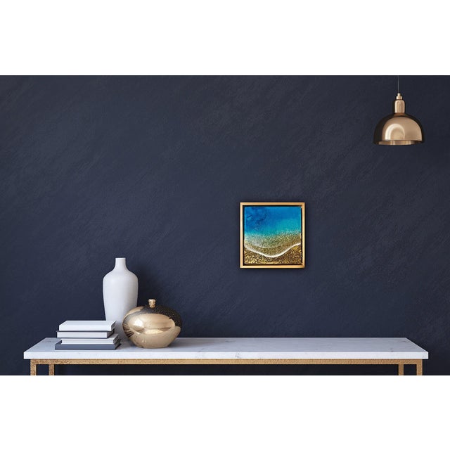 Contemporary On The Beach by Ana Hefco | Mixed Media on wood panel Abstract depiction of ocean waves and sand. For Sale - Image 3 of 5