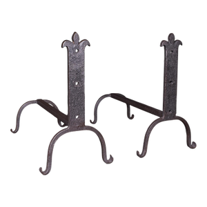 Pair of Antique Fire Dogs, English, Blacksmith Made, Andirons, Gothic, Edwardian