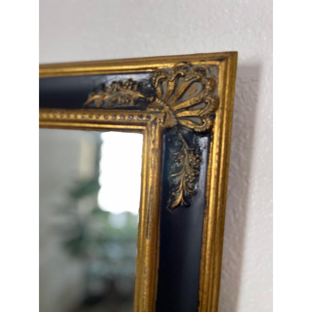 Mid-Century Regency Style Gilt and Black Beveled Mirror For Sale - Image 4 of 13