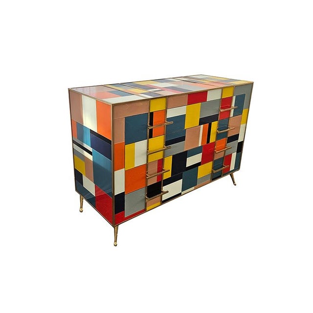 Vintage Chest of Drawers in Colored Glass, 1980s For Sale - Image 3 of 7