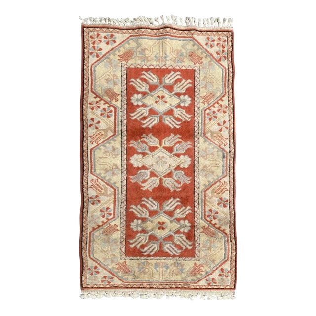Little Vintage Turkish Oushak Rug For Sale