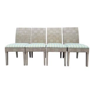 Braxton Culler Chart House Dining Chairs With Woven Rattan Backs, Set of 4 For Sale