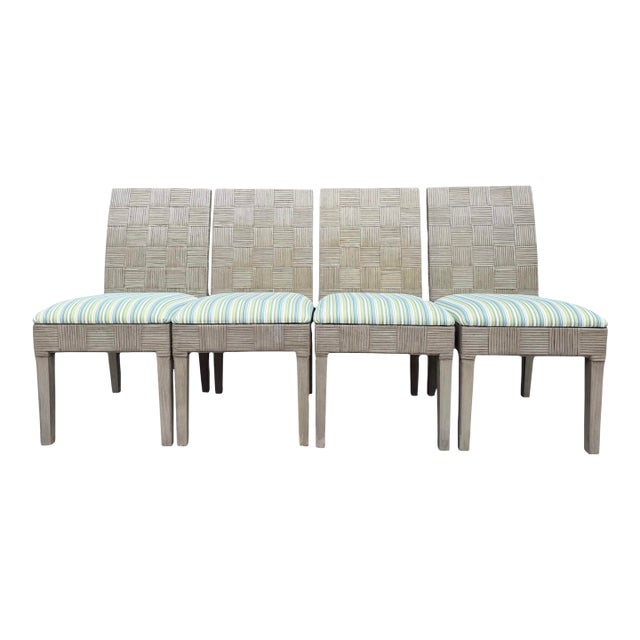 Braxton Culler Chart House Dining Chairs With Woven Rattan Backs, Set of 4 For Sale