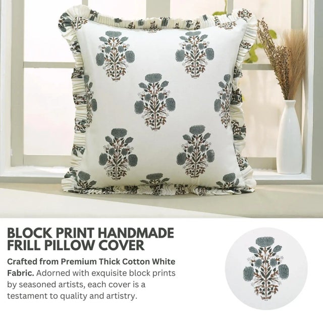 * Handmade Block Print Cushion Cover – Crafted using traditional block printing techniques, this cushion cover brings...