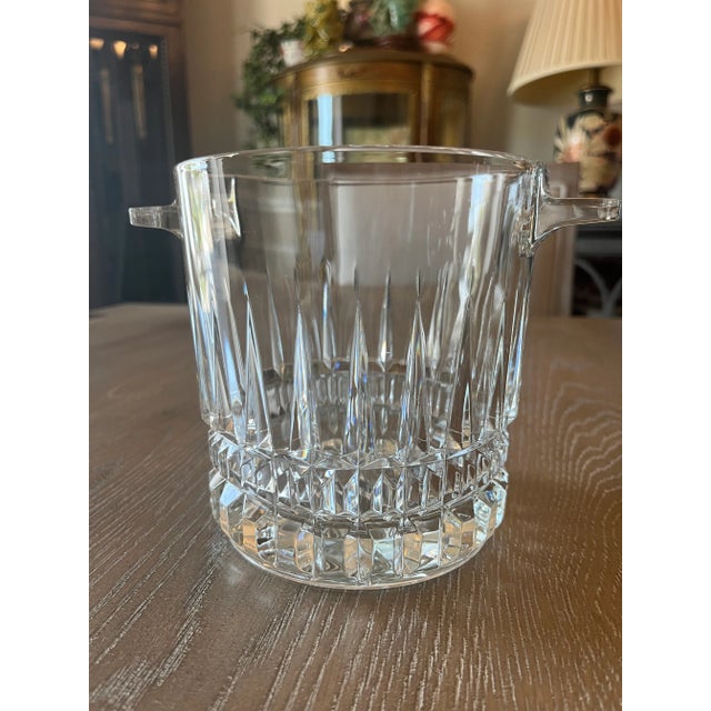 Late 20th Century Vintage Villeneuve Pattern by Cristal D’Arques Ice Bucket With Tab Handles Made in France For Sale - Image 5 of 9