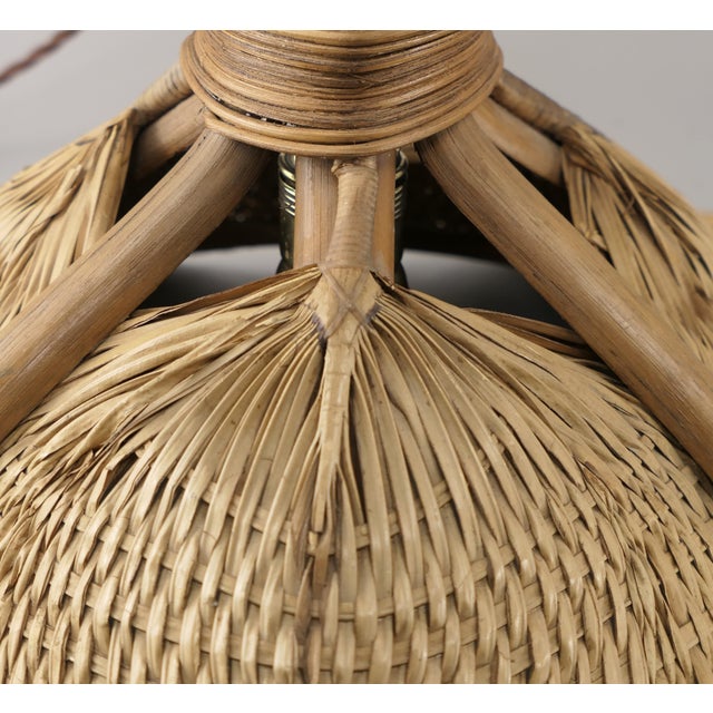 Tan Chandelier in Woven Palm Leaves, Germany, 1970s For Sale - Image 8 of 12