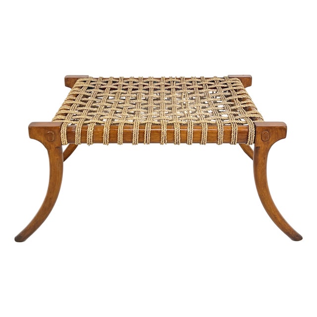 Large Klismos Style Bench With Sea Grass Woven Seat For Sale
