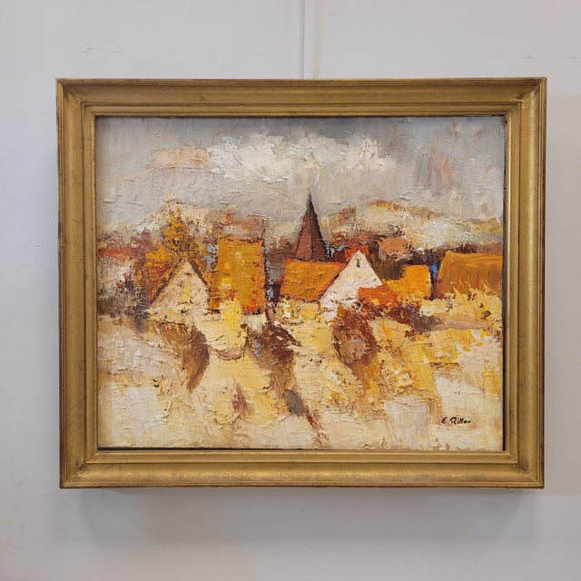 Oil on canvas “alsatian village” e. Ritter, s. Xx - france extraordinary oil on canvas signed by etienne ritter in the...