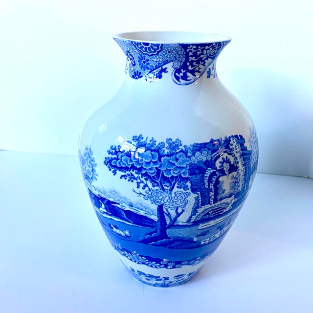 Vintage Late 20th Century Spode Blue and White Vase Chairish