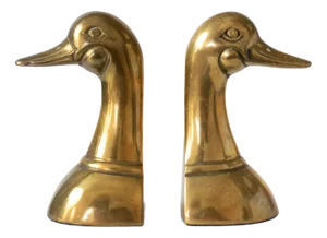 Vintage Brass Duckhead Bookends, 1980s, Set of 2