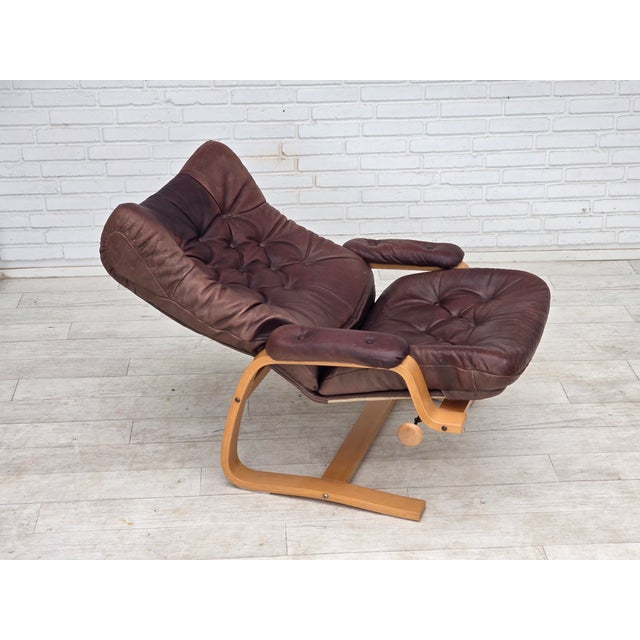 Scandinavian Adjustable Armchair in Furniture Leather and Bentwood, 1970s For Sale - Image 16 of 18